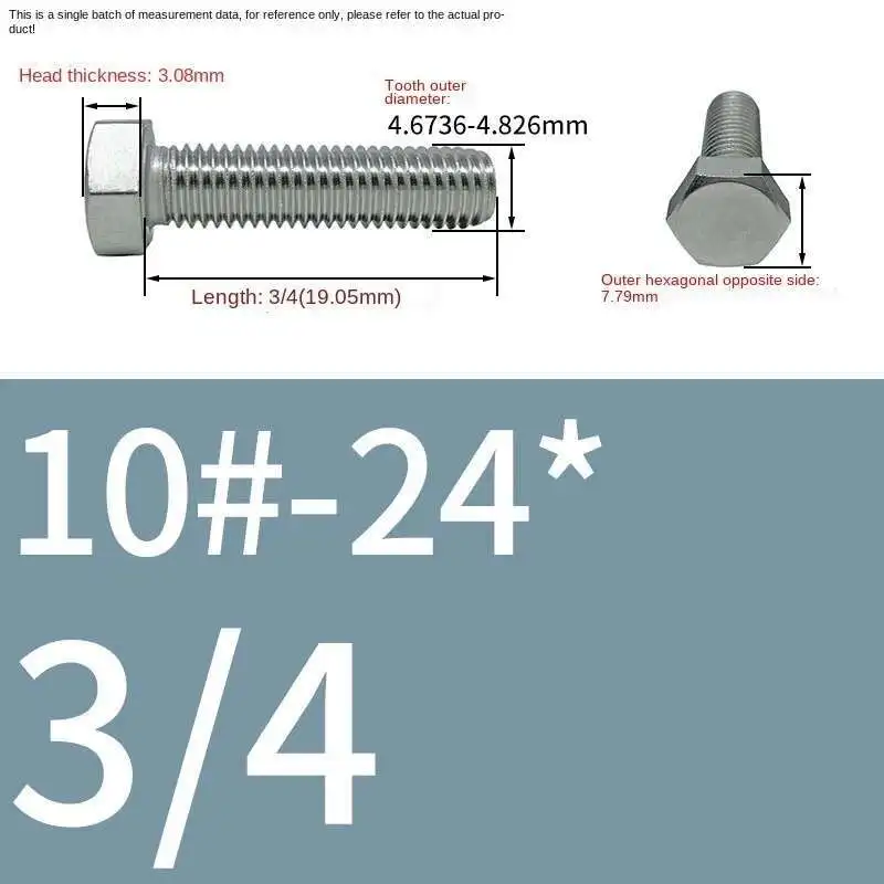 

10 шт. UNC US 10 #24 304 A2 нержавеющая сталь DIN933 внешний шестигранник винт внешняя Шестигранная головка болтовые зубья грубые зубья внешний шестигранный