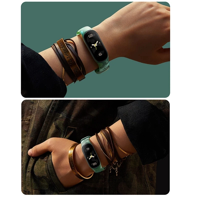 Ремешок Камуфляжный для xiaomi mi band 7 силиконовый браслет часов xiomi7 correa не