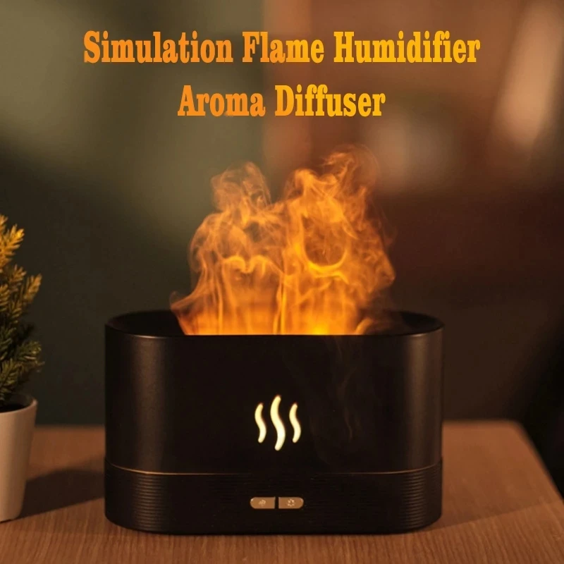 

Simulation Flame Ultrasonic Humidifier USB Essential Oil Diffuser Home Office Air Freshener Soothe Sleep Flame Lamp Atomizer
