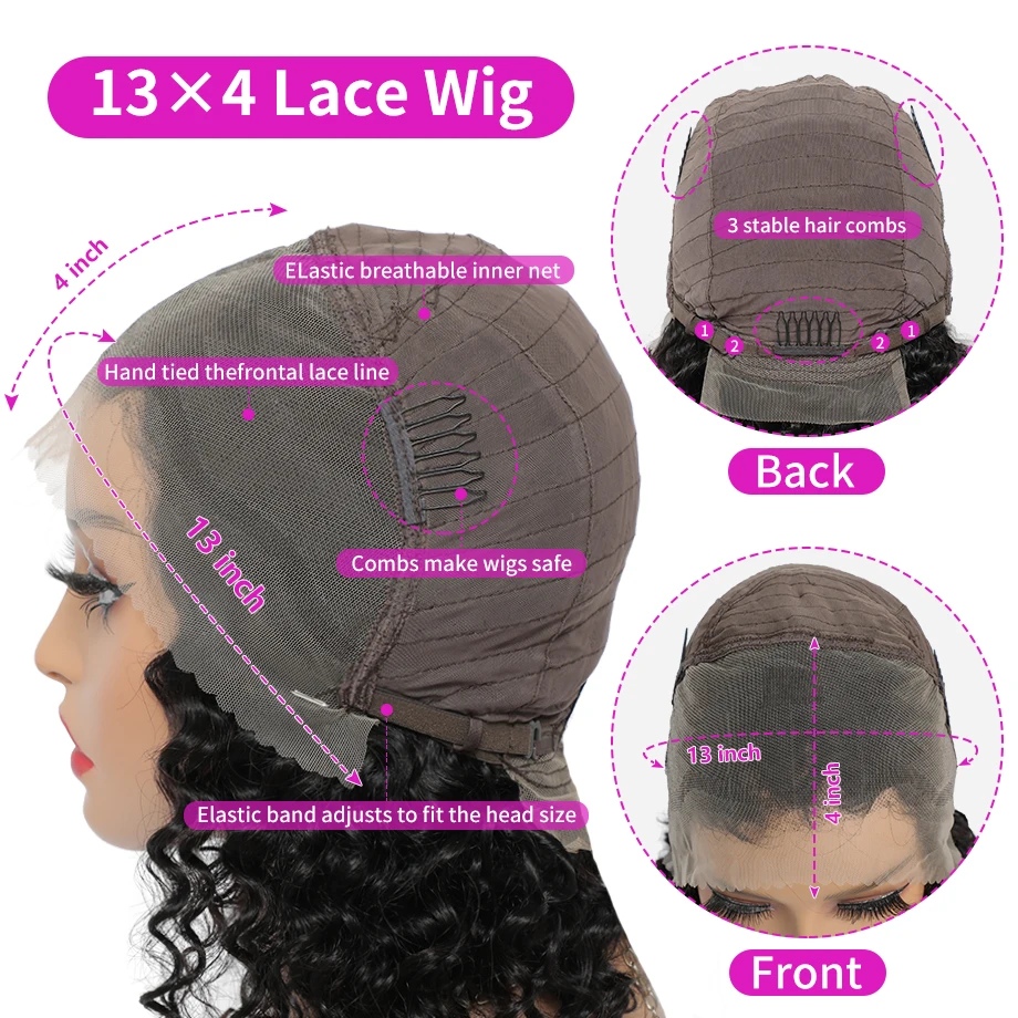 Yarra волнистые 13x4 прозрачные кружевные передние парики бразильские