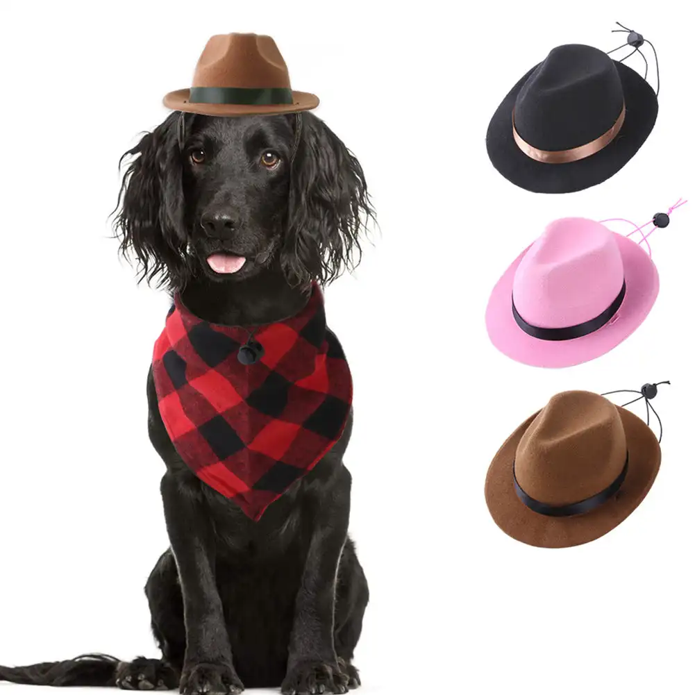 Cool Pet Dog Cowboy Funny Pet Hat Headgear Cat Headwear Costume Performance Photo Props Cosplay Accessories For Halloween