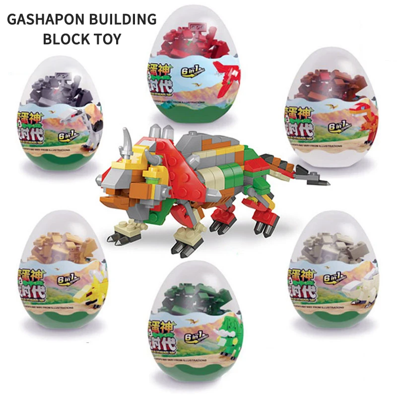 

12pcs Set Dinosaur Blocks Transformation Egg Toys For Boys Constructor Block Train Building Blocks Anime Figure Toys For Boy