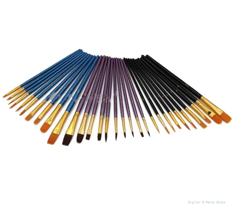 

M17F 10Pcs Acrylic Paint Brush Artist Set for Gouache Watercolor Oil Acrylic Painting