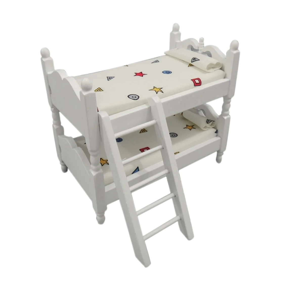 

1:12 Dollhouse Miniature Kids Bedroom Furniture Bunk Bed Doll House Decor Pretend Play Furniture Toy(Geometry on White)