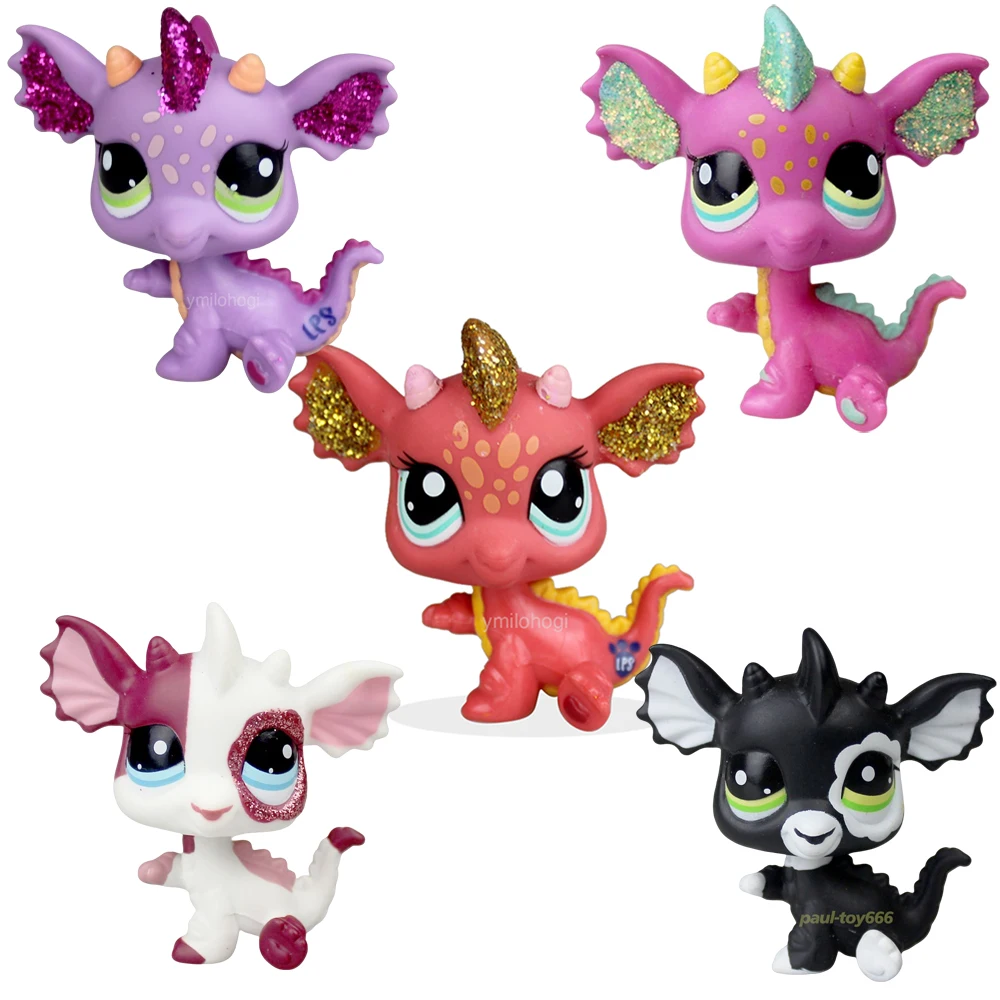 YASMINE Pet Shop Purple & Pink Sparkle Glitter Dragon with Green Eyes lps #2663 #2484 #2660 #2888 #040