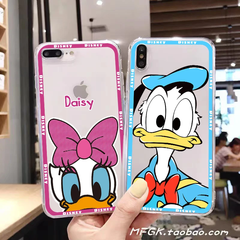

Disney Donald Duck For Apple iPhone 11 12 13 Pro Max 12 13 Mini X XR XS Max SE 6 6S 7 8 Plus Clear Phone Case Cases Black TPU