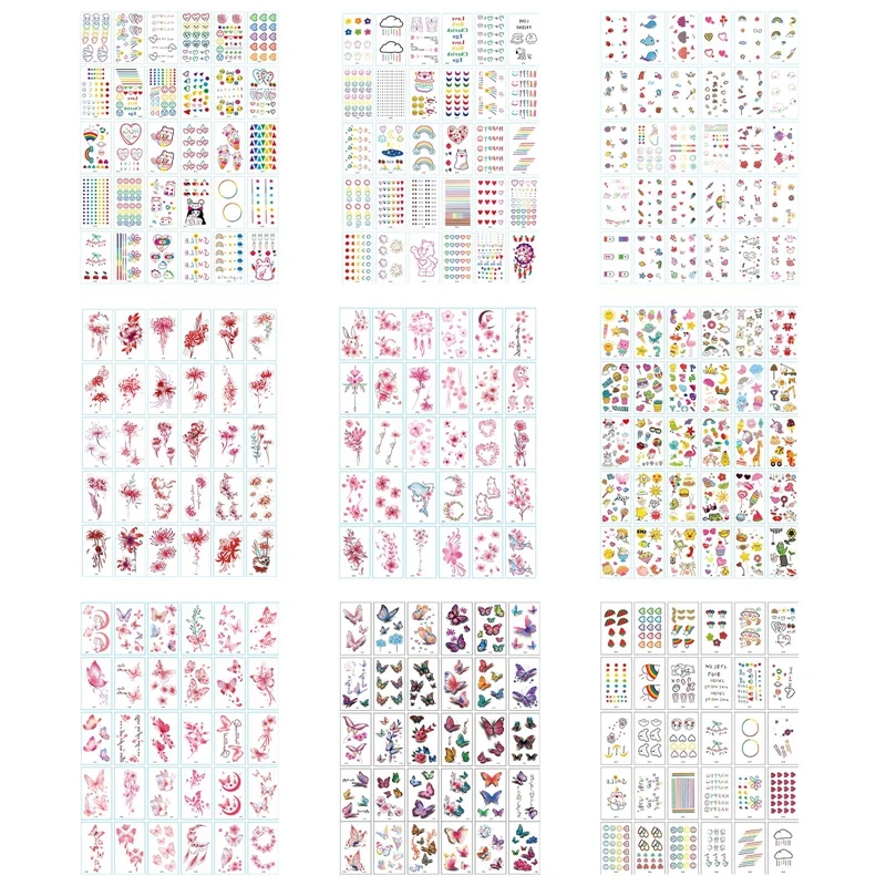 

30pcs/set Woman Waterproof Temporary Tattoo Fake Tattoo Sticker on the Body Cartoon Colorful Temporal Tattoos