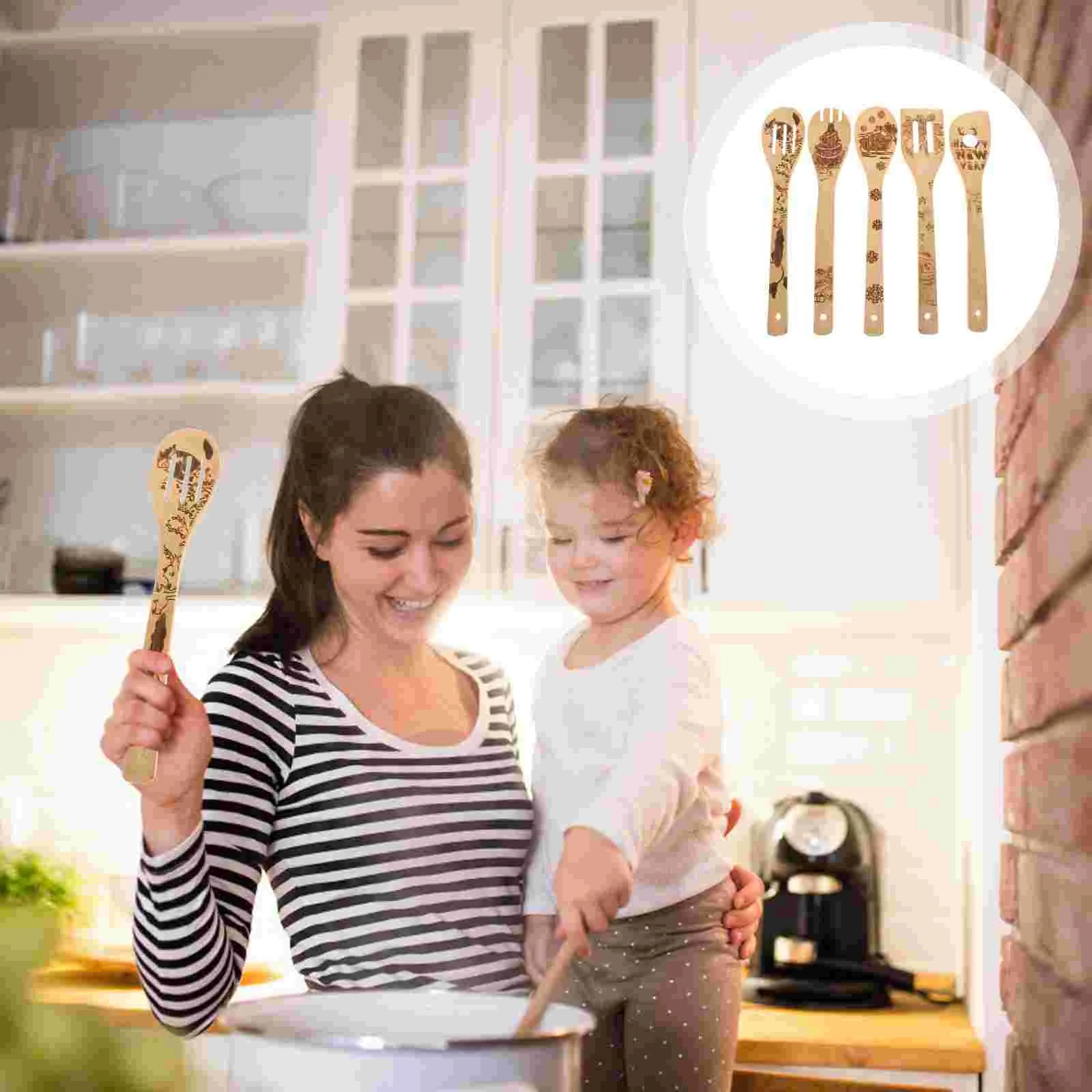 

5pcs Christmas Elements Cooking Spatula Slotted Spatula for Gift Kitchen Cooking