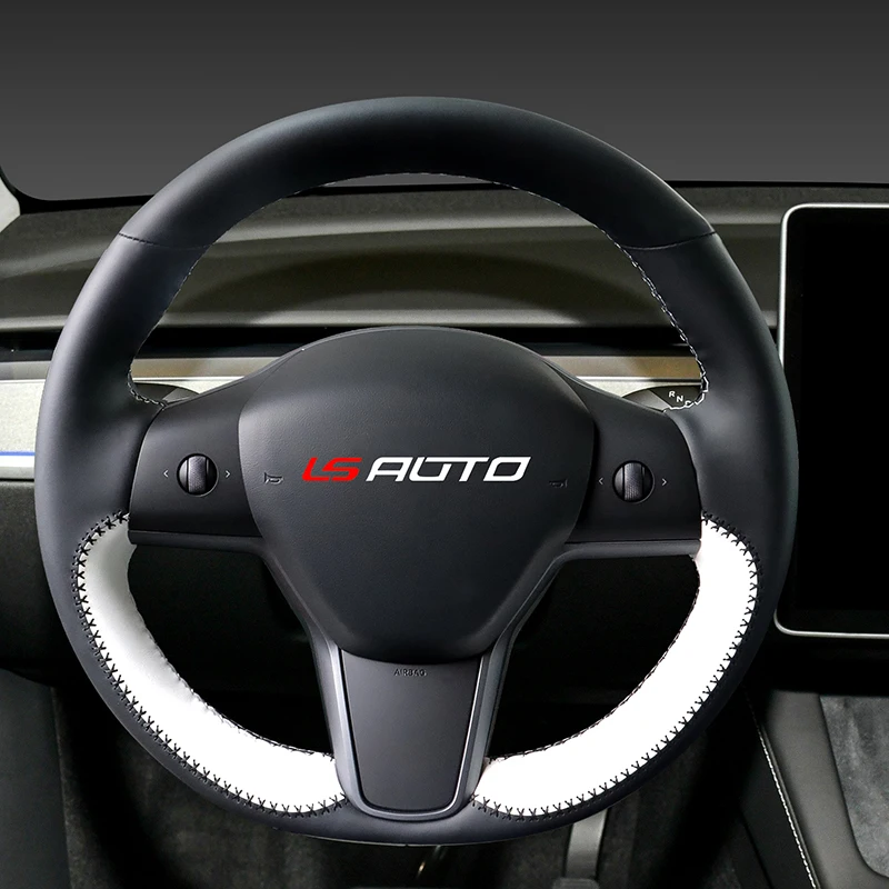 Чехол для руля Tesla Model 3 S X Y сшитый вручную из микрофибры ярко-розовый цвет