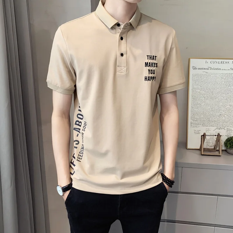

2022 Summer Lapel T-shirt Men's short-sleeved Korean Version Of The Internet Celebrity Fashion Handsome Slim Trend T-shirt