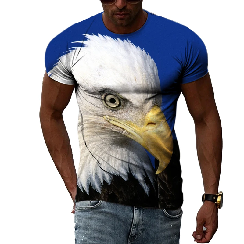 

Spring/Summer Men's Animal Eagle Print T-Shirt Casual Fashion Personality Print Short Sleeve Hip Hop Harajuku T-Shirt Top