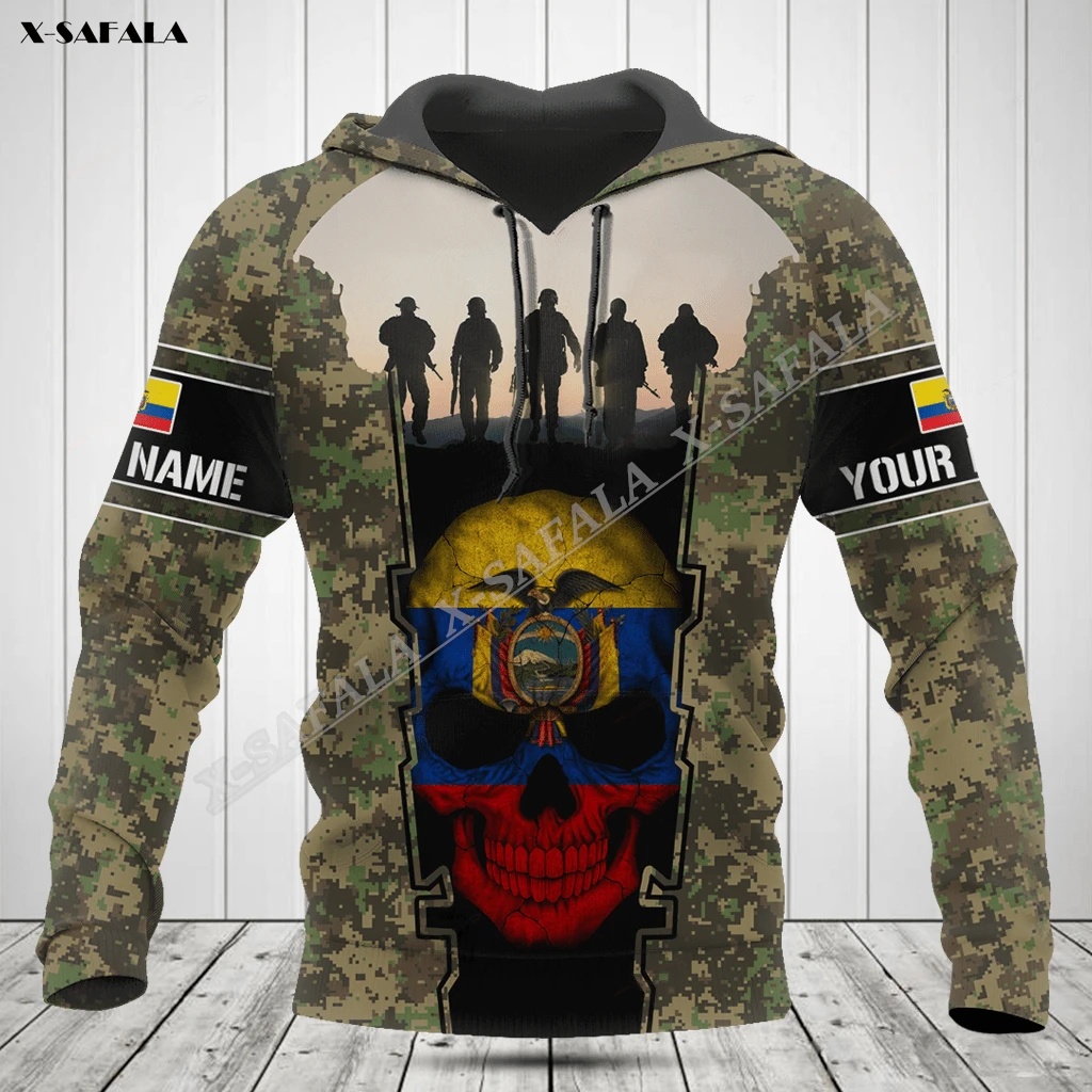 

Ecuador Brother Band Camo Flag Army Soilder Veteran 3D Print Hoodie Men's Outwear Shirt Pullover Hooded Sweatshirt Jersey Casual