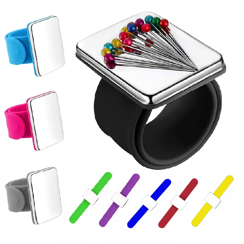

Magnetic Sewing PinCushion Silicone Wrist Needle Pad Safe Bracelet Pin Cushion Storage Sewing Pins Wristband Pin Holder 7 Colors