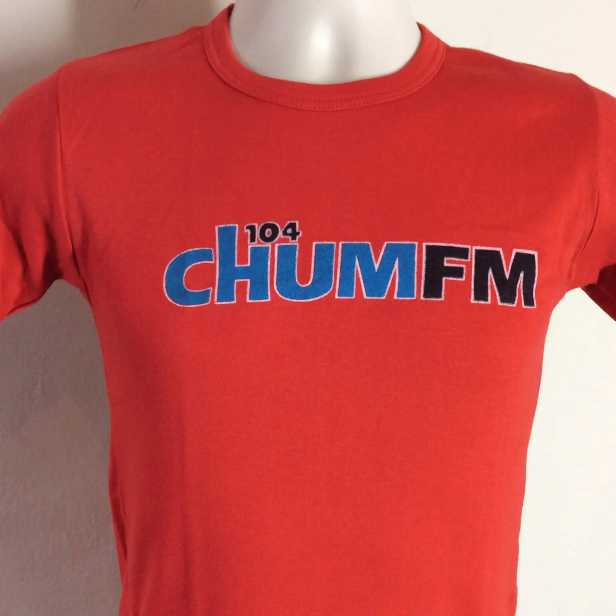Vtg 70s CHUM FM радиостанция Футболка Красный XS Торонто Канада канадская