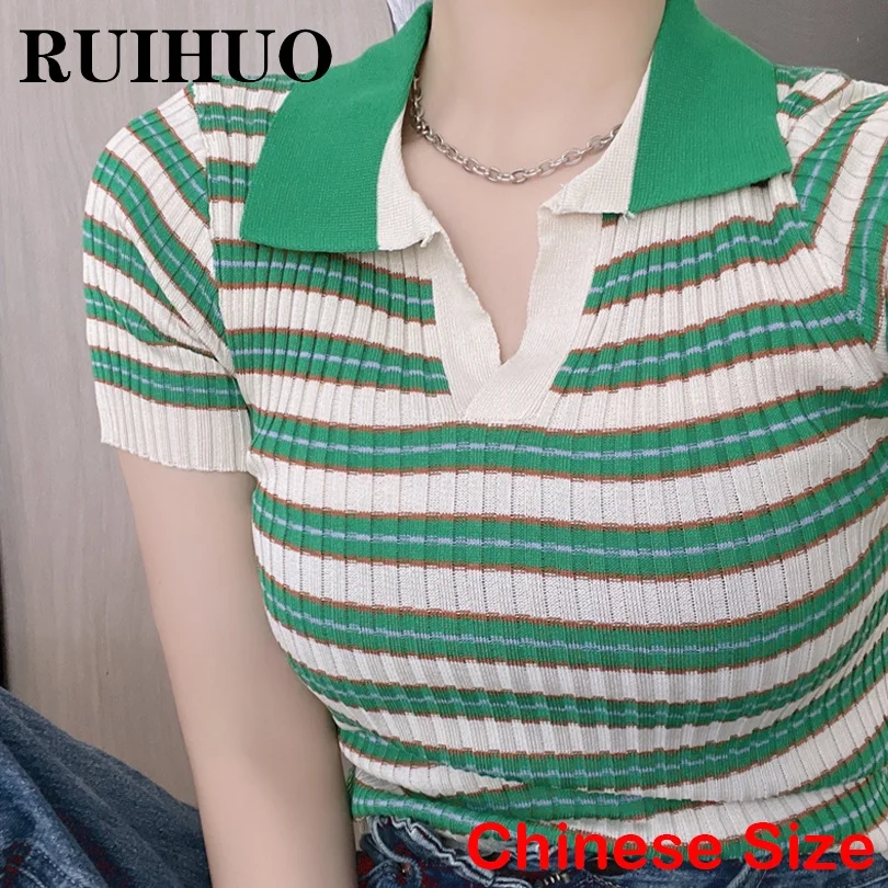 

RUIHUO полосатые футболки для женщин 2022 Топ Футболка для девушек женские топы китайские модели Новые поступления