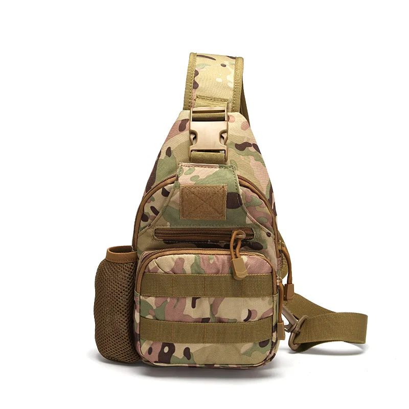 Outdoor Tactical Camo Chest Bag Men's Multifunctional Cycling Hiking Storage Bag Waterproof Travel Shoulder Bag HOOk&LOOP Flag