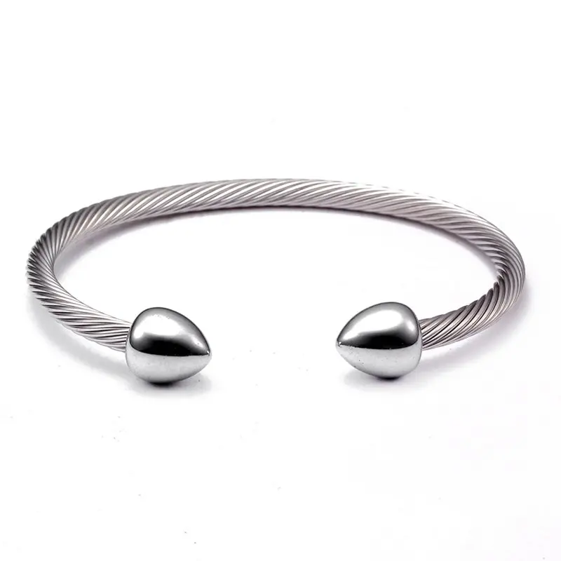 

Vintage Bud Design Sporty Open Cuff Bracelets Men Women Health Jewelry Cone Stainless Steel Chain Link Charm Bracelet homme