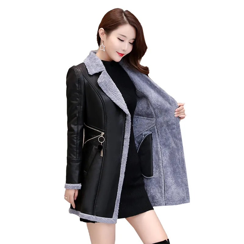 

Autumn Winter Faux Leather Jacket Women Coat Fashion Plush Velvet Leather Coat Loose Size Woman Jacket Women Jacket Coat