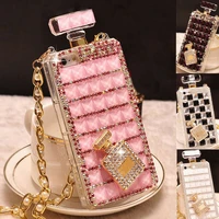 luxury shiny bling diamond perfume bottle phone case for iphone 11 12 13 pro max xs xr 7 8 plus with chain diy back cover