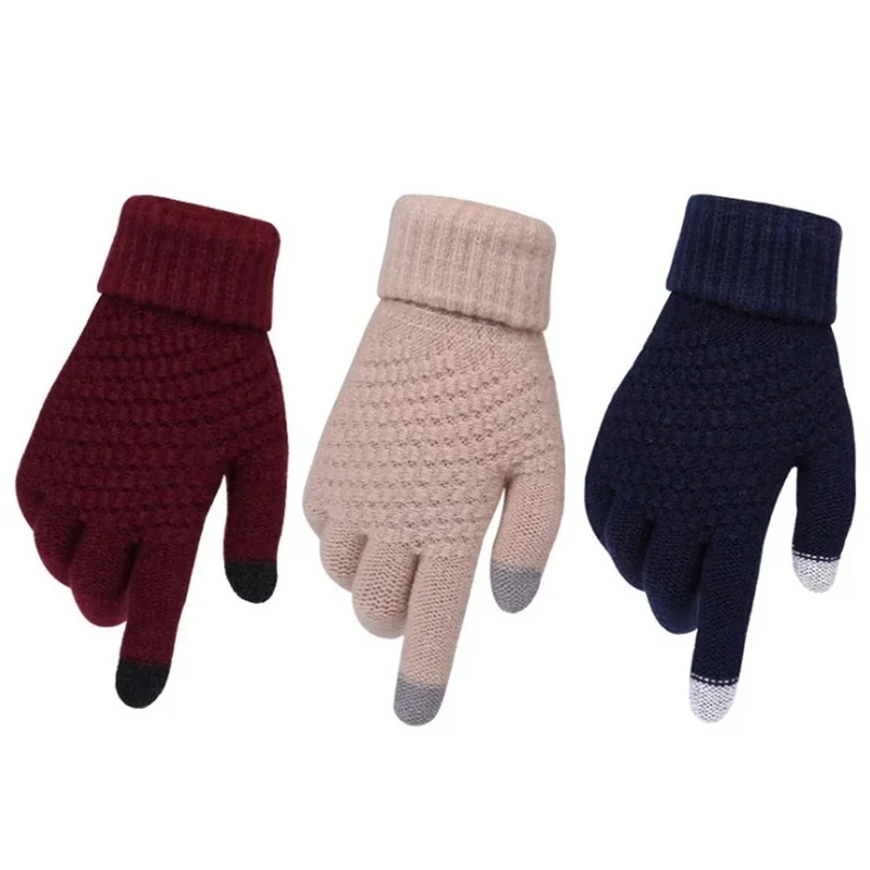

Женские зимние теплые вязаные перчатки с имитацией шерсти