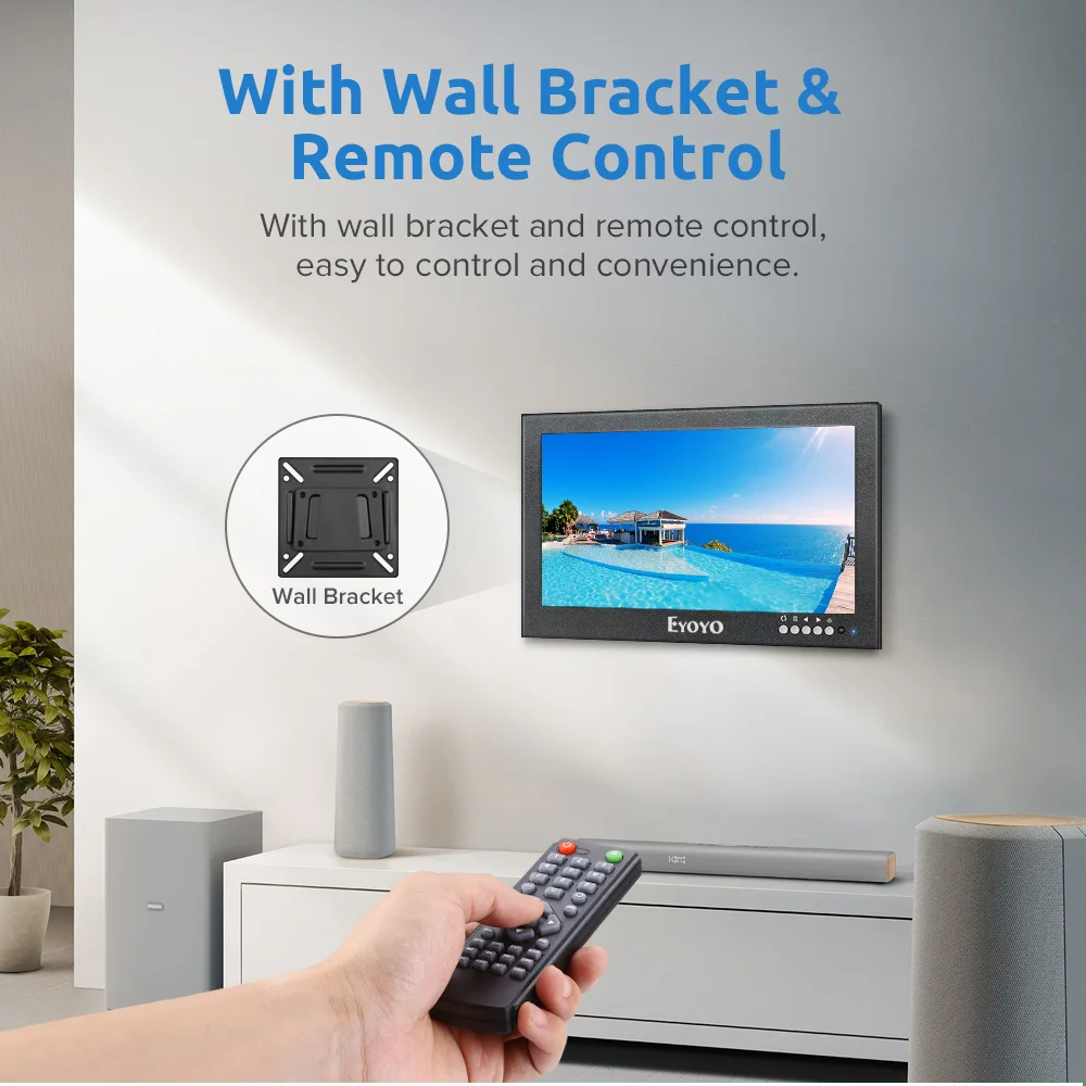 Eyoyo 12 ''HDMI IPS монитор 1366x768 металлический корпус светодиодный экран HDMI/VGA/AV/BNC