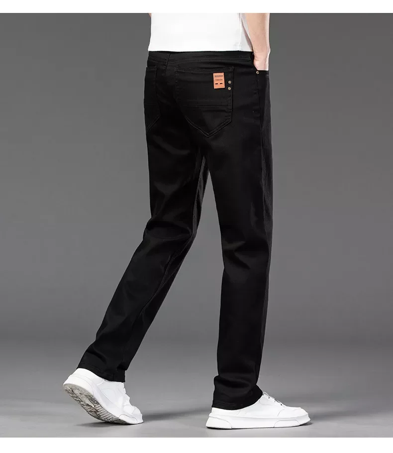 2022New Summer Men Wine Red Jeans Fashion Casual Boutique Business Casual Straight Denim Stretch Trousers Men's Brand Pants