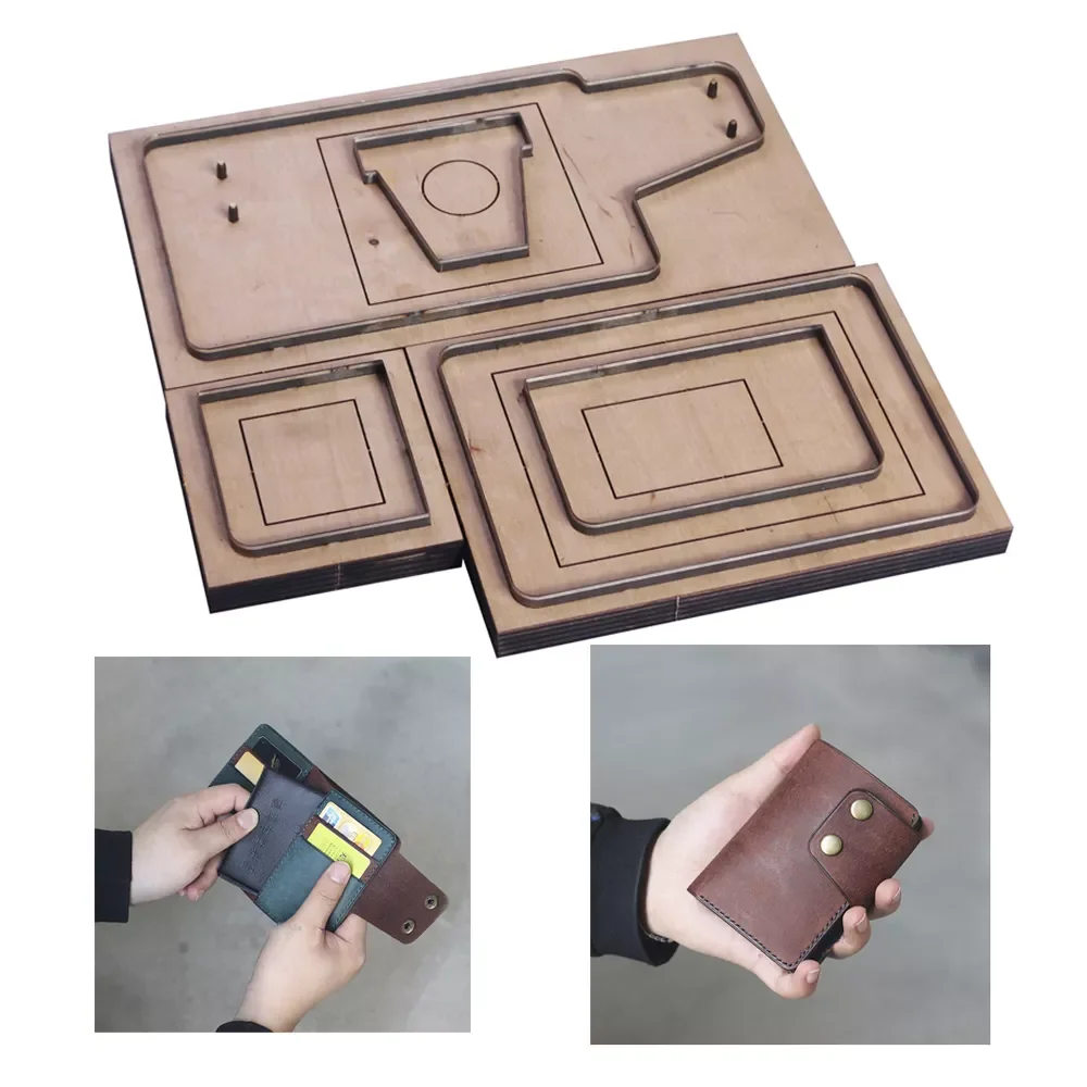 

DIY leather craft cardholder folded wallet die cutting knife mold metal hollowed punch tool set 8x11.5x2.5cm