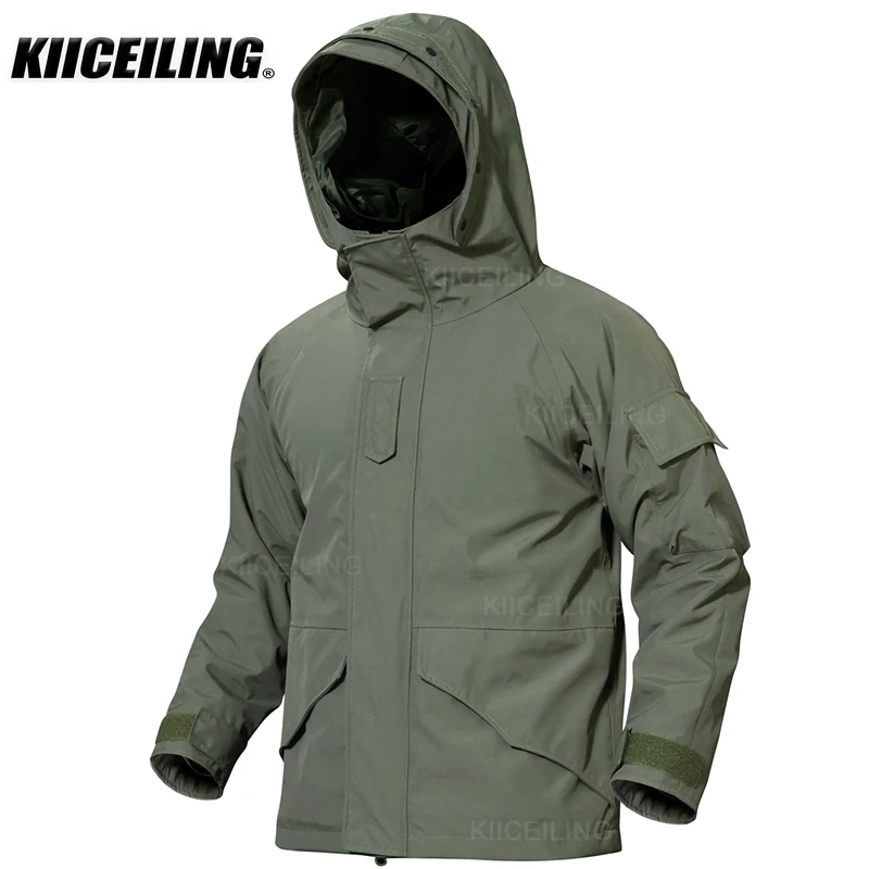 

KIICEILING 3 in 1 Winter Warm Fleece Softshell Waterproof Windbreaker Military Tactical Hiking Down Jackets For Men Parkas Coat