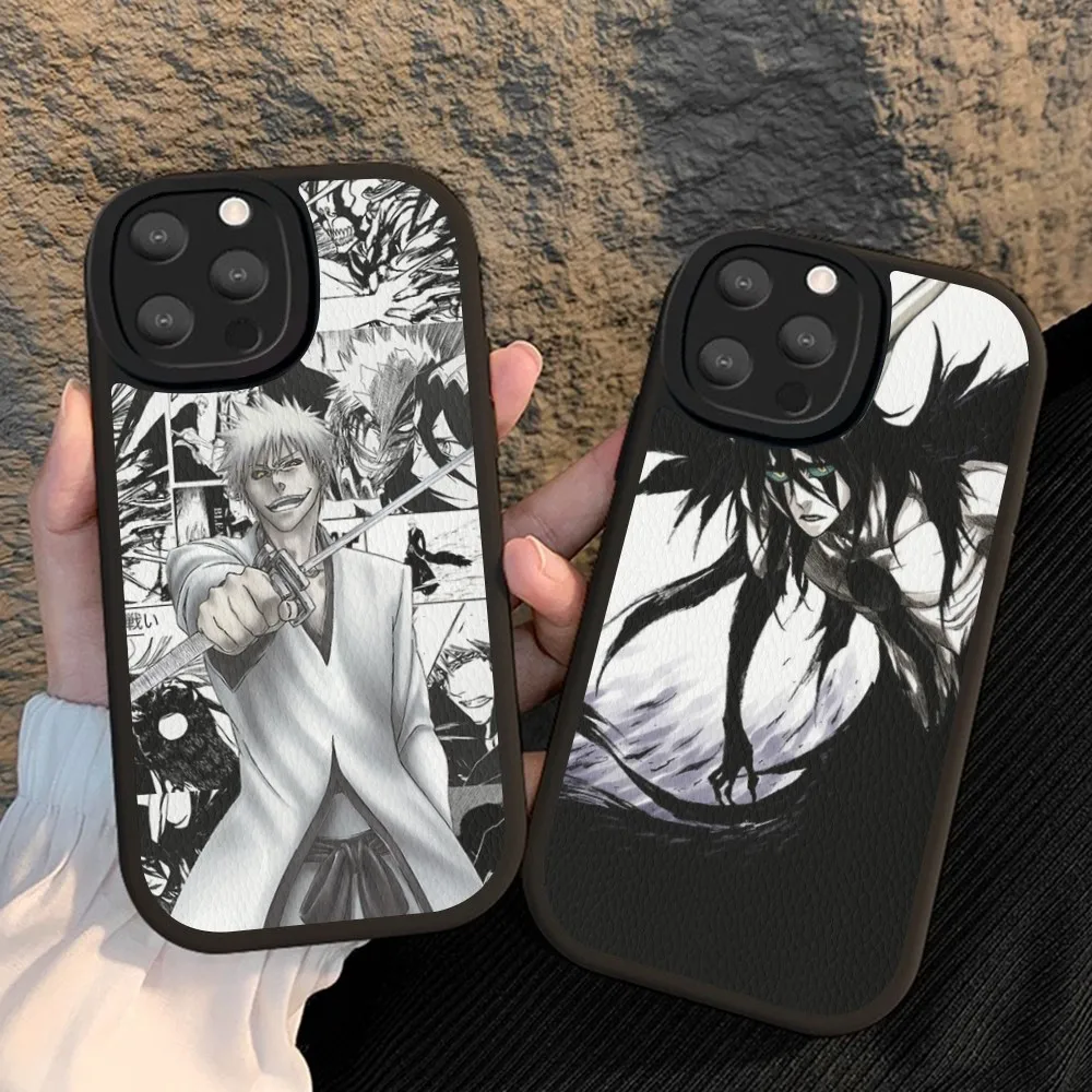 

Black White Anime Bleach Phone Case Hard Leather For iPhone 14 13 12 Mini 11 14 Pro Max Xs X Xr 7 8 Plus Fundas