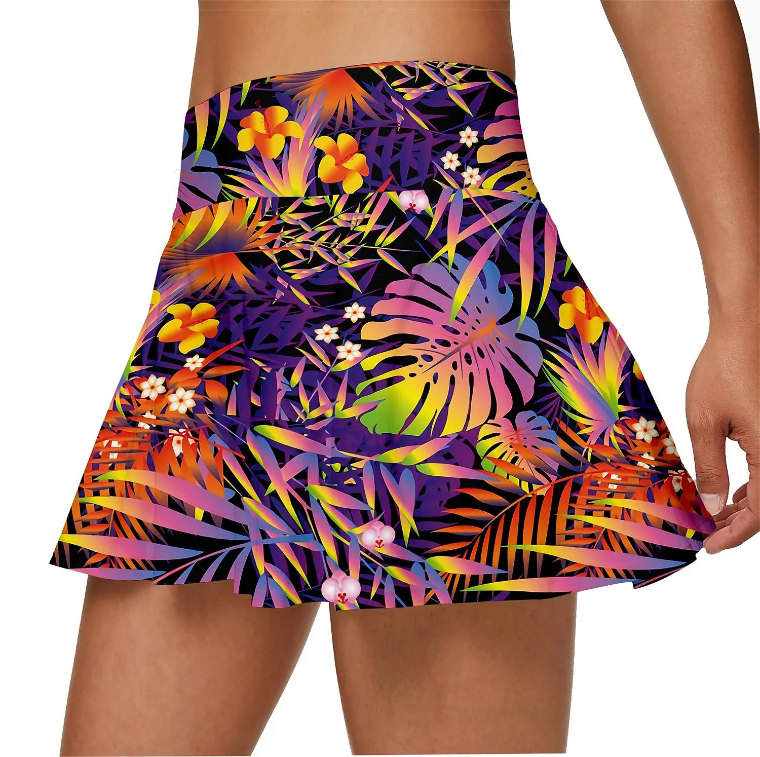 Women's High Waist Stretchy Yoga Skirt with 2 Pockets Tennis Pleated Skirts Anti-glare Golf Skirt Dancing Running Fitness