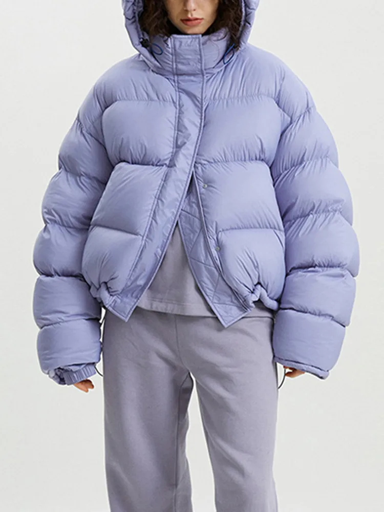 

Женское теплое пальто с длинным рукавом, осенне-зимняя модная плиссированная короткая утепленная пуховая куртка на молнии с капюшоном для дам, Новинка