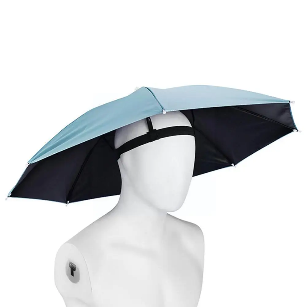 

Outdoor Portable Umbrella Hat Sunscreen Waterproof Umbrella Headwear Beach Camping Hats Sun Foldable Universal Fishing Hats N2R4