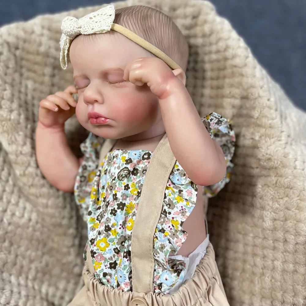 19 дюймов силиконовая кукла Reborn для сна новорожденного Loulou гибкая 3D кожа с
