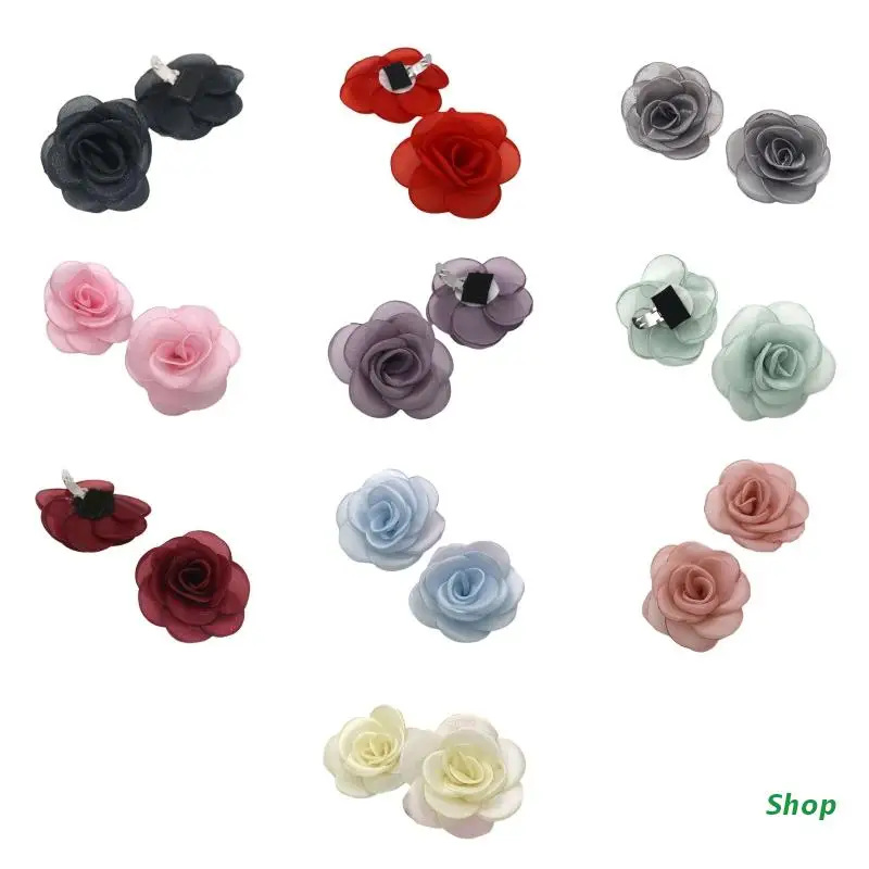 

L5YC Rose Shoe Charms Shoe Flowers Accessories Fabric Flower Shoe Decoration Gift