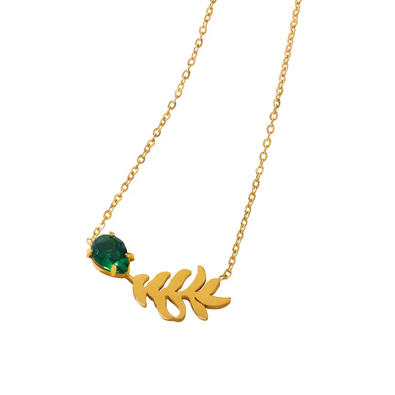 

Senior French Emerald Pendant Necklace Stainless Steel for Women Gold/Silver Plated Fashion Jewelry Gift 2022 Girl Favorite New