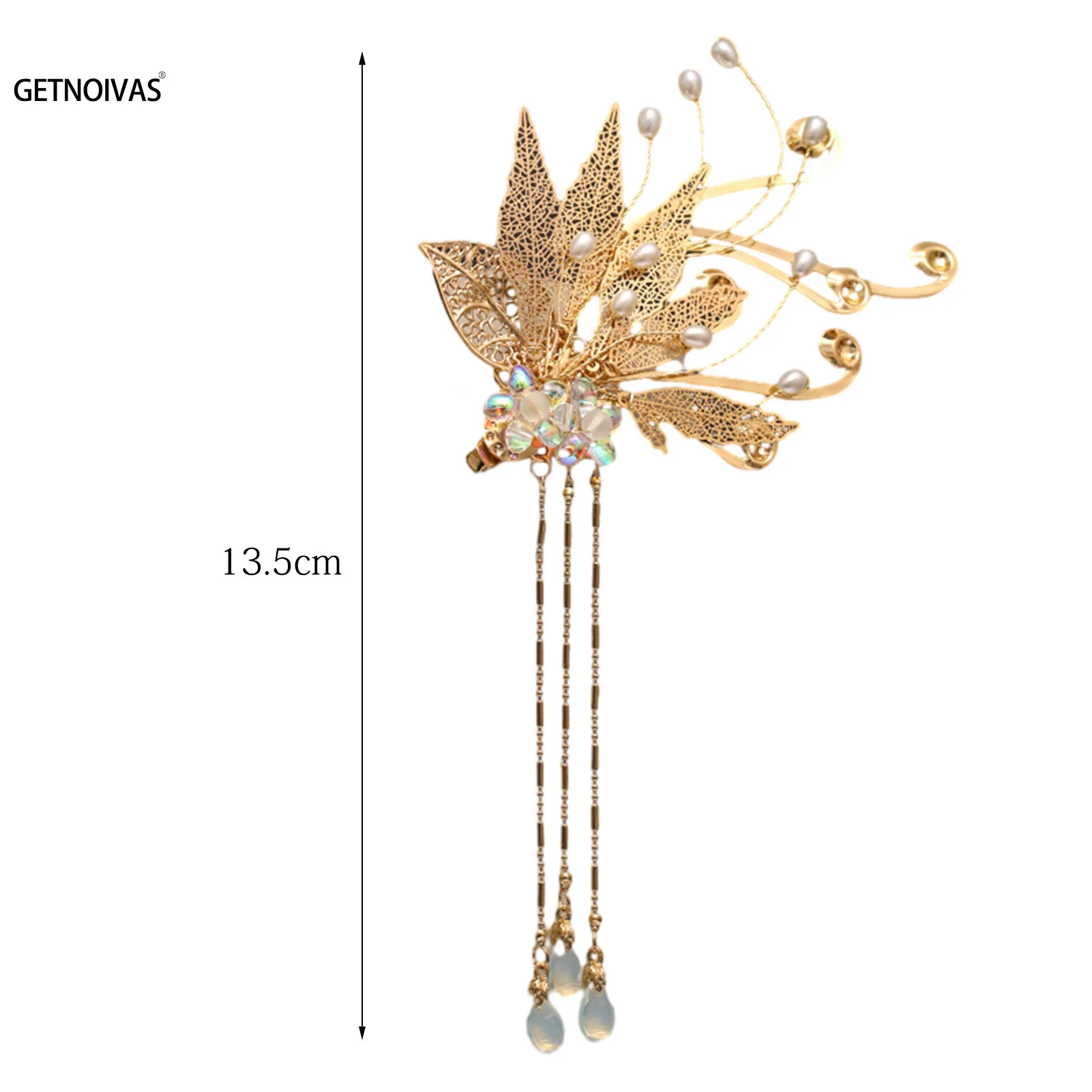 Китайская заколка для волос Hanfu с длинной кисточкой жемчужные боковые заколки