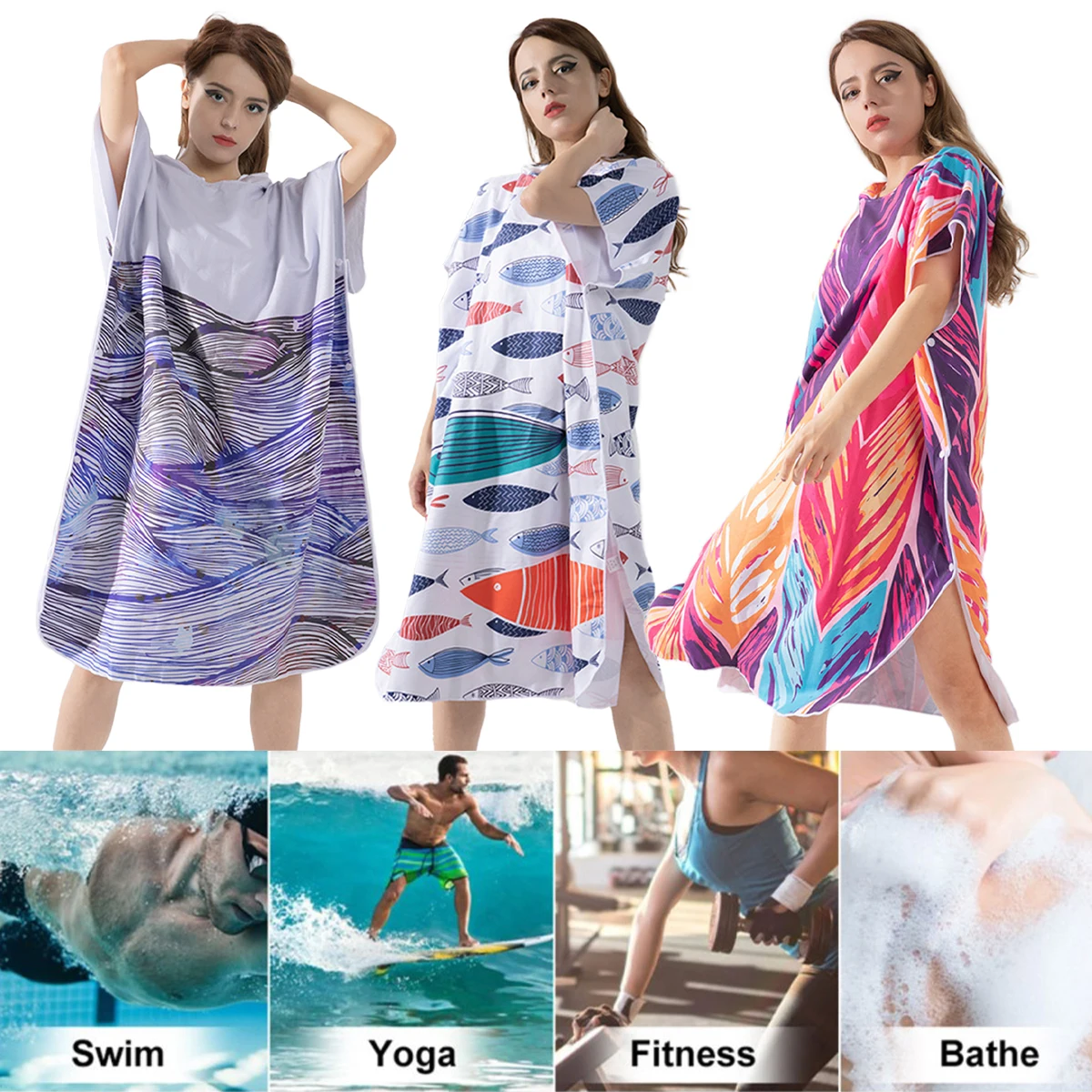 

Microfiber Changing Bath Robe for Adults Quick-drying Hooded Towel Breathable and Comfortable Changing Beach Blanket Women
