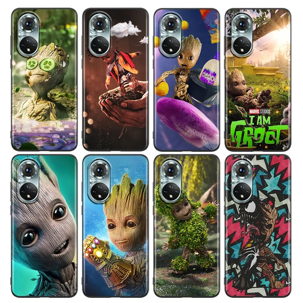 

Marvel Cute Funny Baby Groot Caeroon Phone Case For Honor X8 60 8X 9X 50 30i 21i 20 9A Play Nova 8i 9 SE Y60 Magic4 Pro Lite 5G