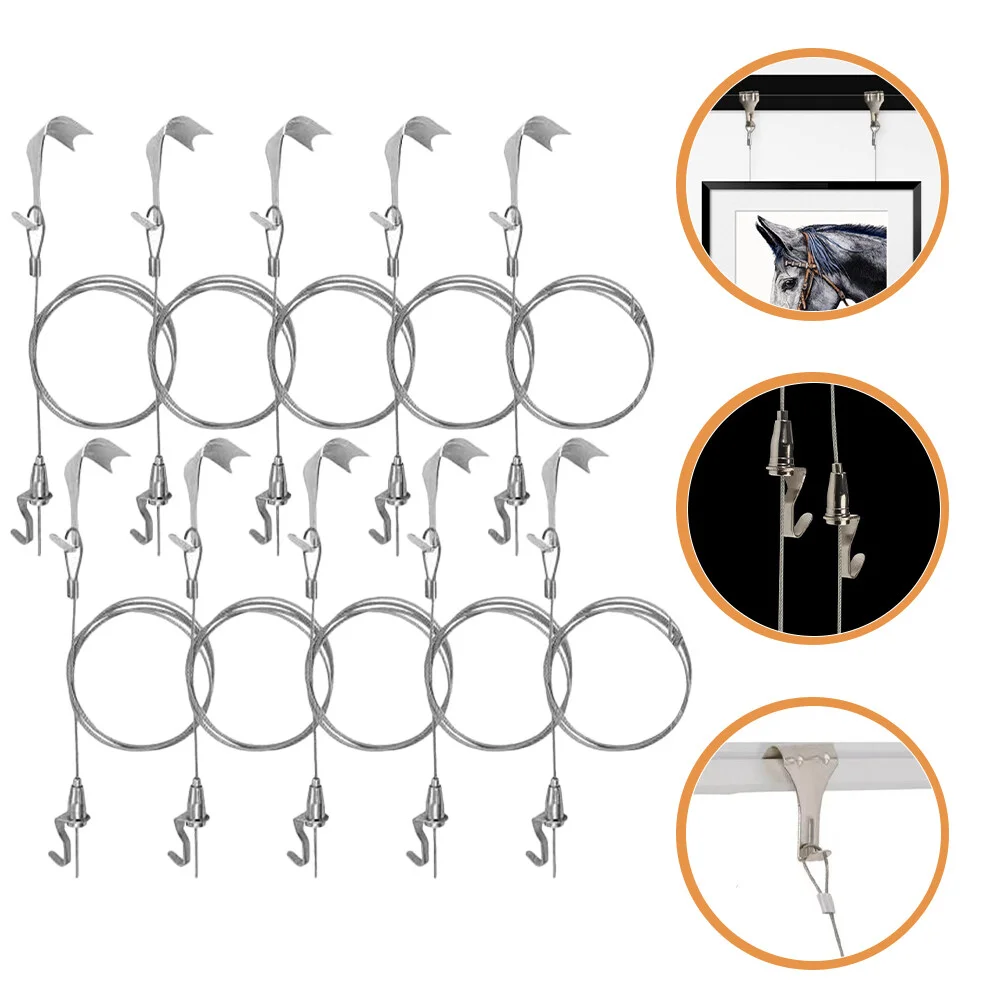 

10 Sets Picture Hanging Wires Rope Hooks Kit Picture Display Hanging Wire Hooks