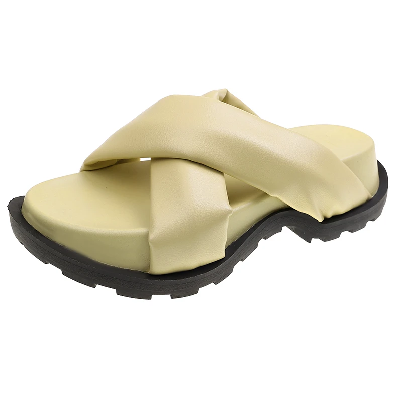 

Fashion Soft Leather Women Slippers Casual Flats Summer Modern Sandals Designer Shoes Mules Trend Platform Slides Flip Flops