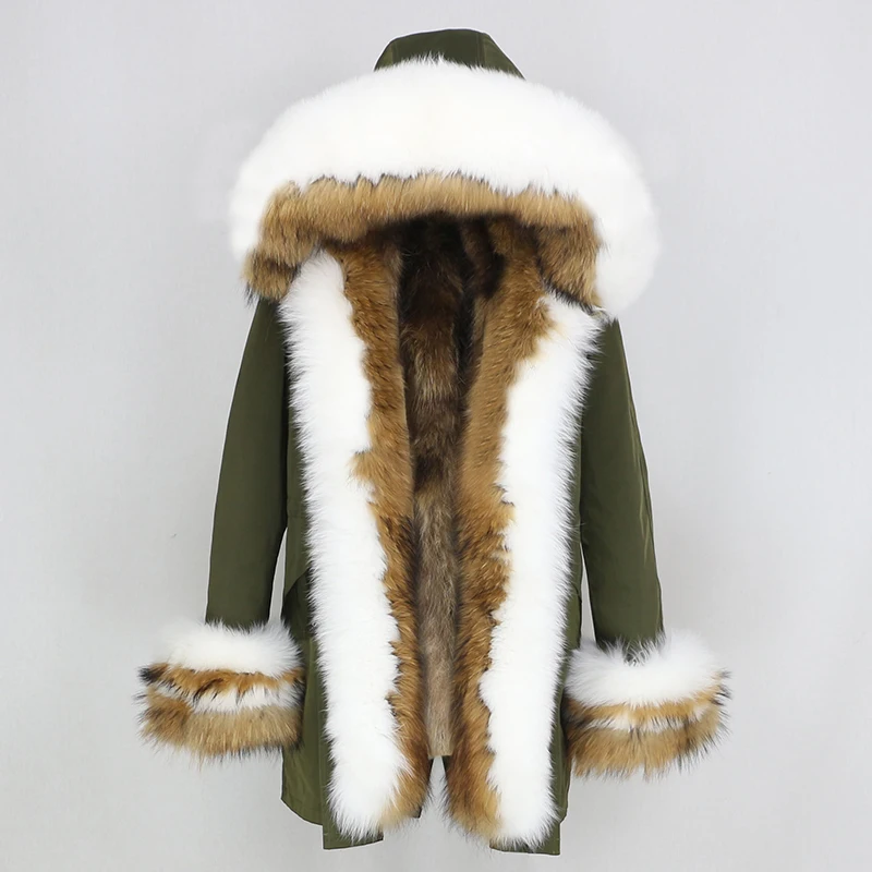 

Aoottii 2022 Winter Jacket Women Real Fur Coat Thick Warm Natural Fox Fur Collar Hood Liner Parka Outwear Casual Streetwear Kore