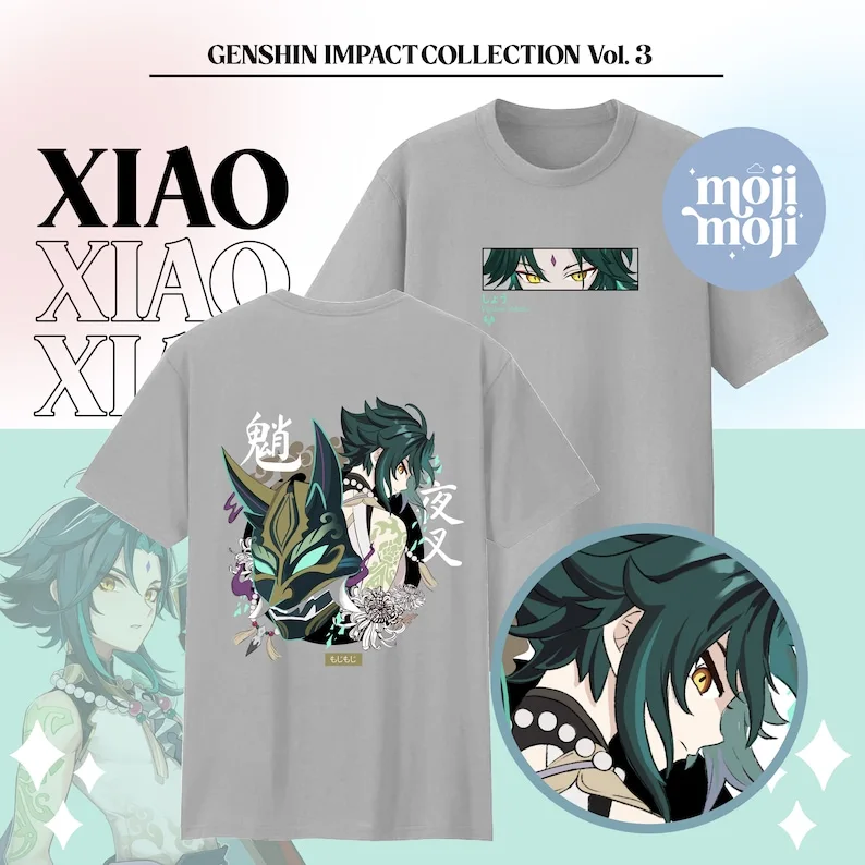 Рубашка Genshin Impact Xiao футболка Merch Liyue тема для геймеров подарки игровая рубашка