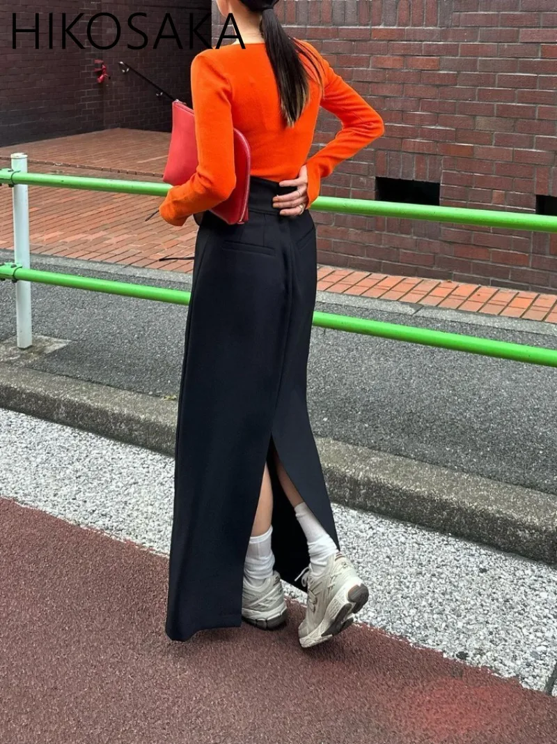 Осень 2024 новая японская простая длинная юбка Женская винтажная прямая цельная с