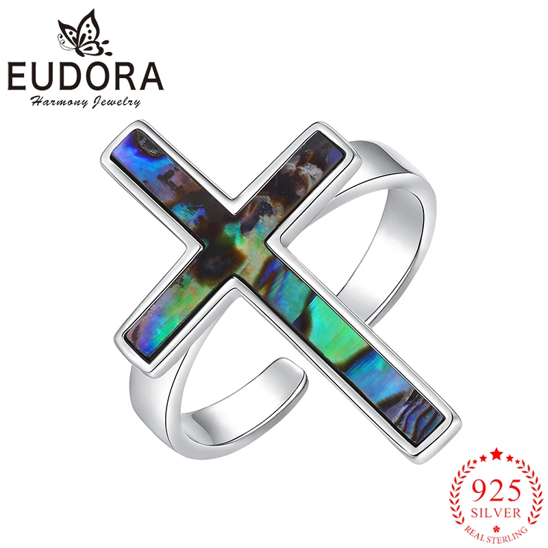 

Женское и мужское регулируемое кольцо Eudora, Серебряное Открытое кольцо в виде натуральной морской ракушки, подарок для мужчин и женщин