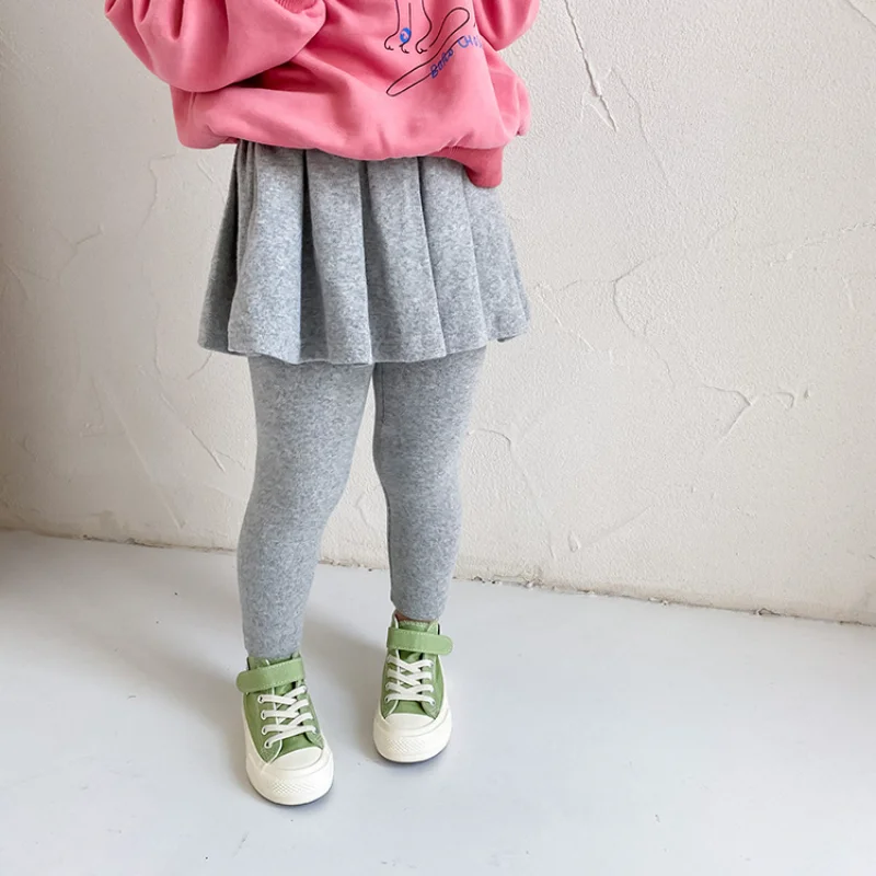 

Шерстяные поддельные брюки для девочек из двух предметов, детская одежда, Осенние трусы в западном стиле