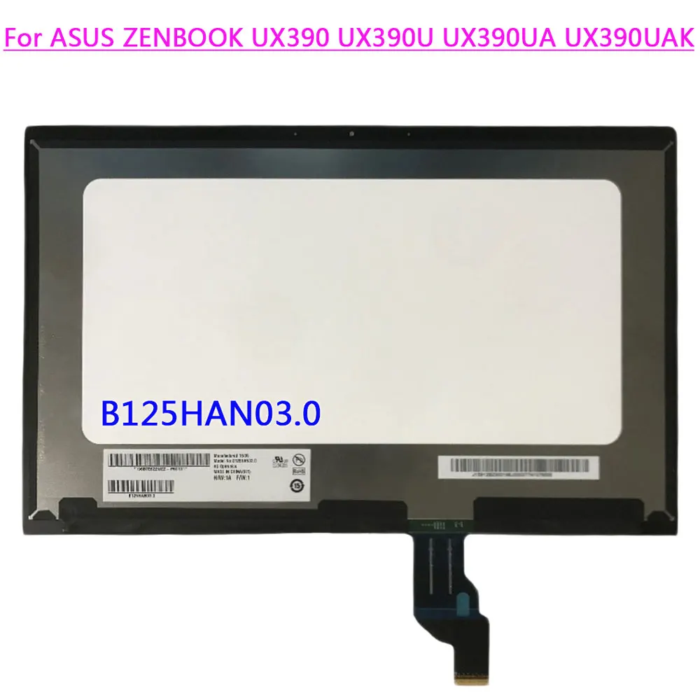 

ЖК-экран B125HAN03.0 для ноутбуков ASUS ZENBOOK UX390 ux390u UX390UA UX390UAK, FHD дисплей 12,5 дюйма 1920x108, 0 дисплей в сборе