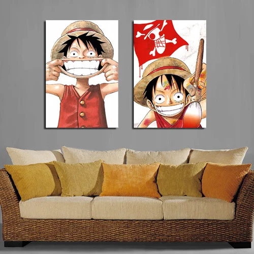 

Bandai Аниме One Piece Luffy мультфильм белая крафт-бумага плакат настенный художественный принт картина для детской комнаты интерьер домашний деко...