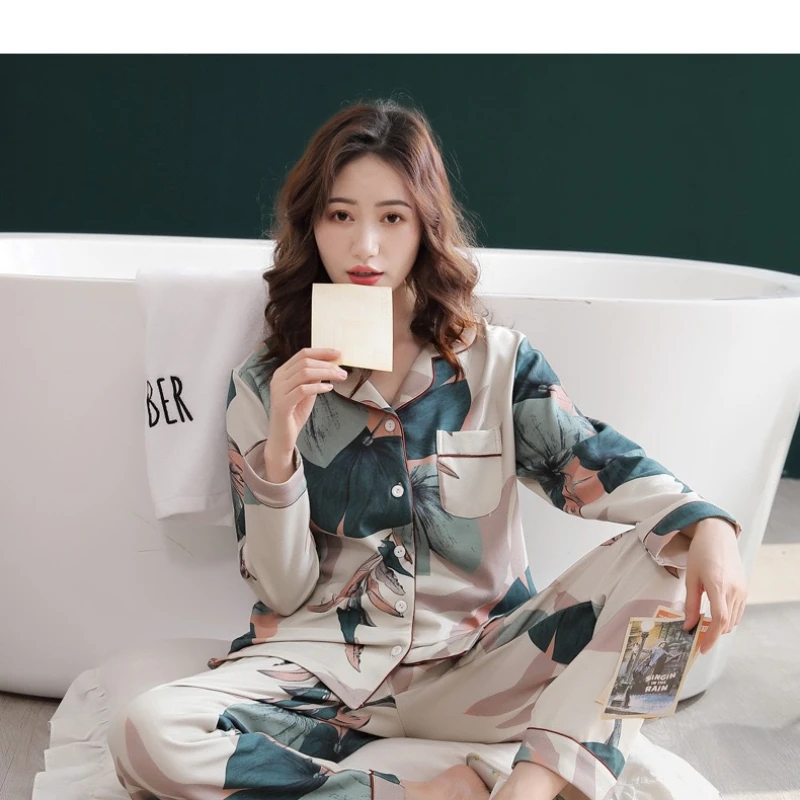 Pajamas Women Explosive Korean Version Casual Big Flower Temperament Home Service  Breathable and Comfortable Outerwear Suit