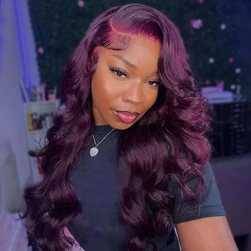 Темно-фиолетовый предварительно сорванный объемная волна 13x4 кружевные