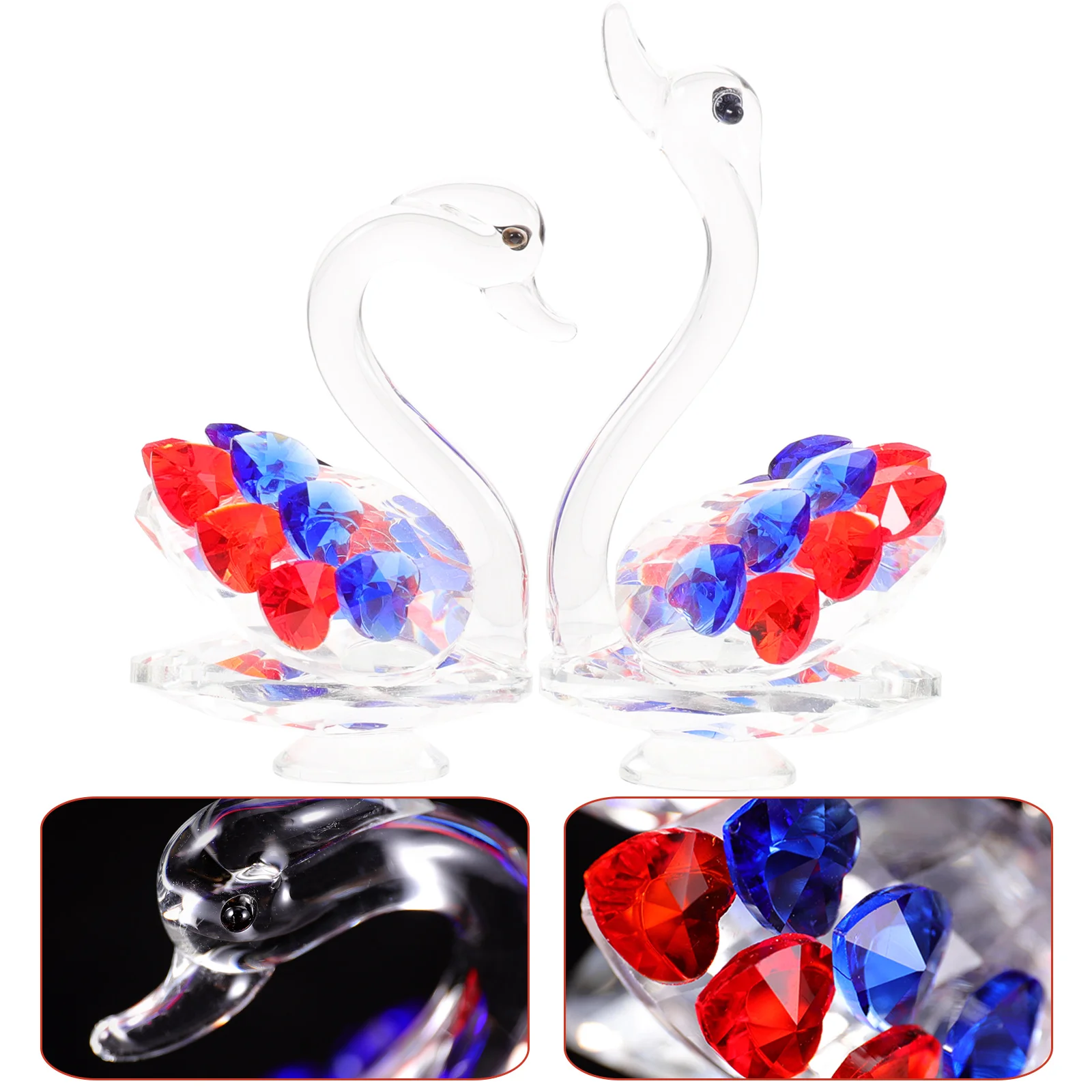 

Swan Figurine Crystal Statue Weddingsculpture Couple Figurines Ornament Animal Gifts Table Centerpiece Tabletoppaperweight